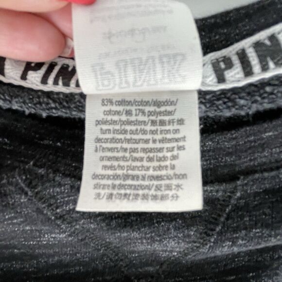 Victoria's Secret Pink Logo Campus Crew Sweatshirt Black Marble Logo Small - Picture 4 of 5